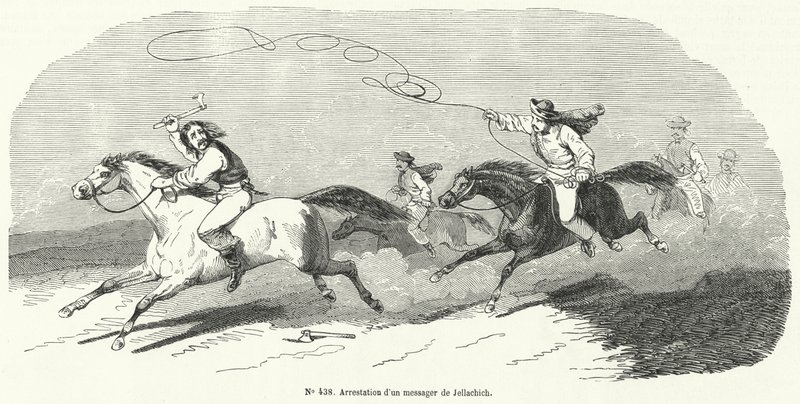 1848 की क्रोएशिया की क्रांति के प्रतिबंध, जोसिप जेलैसिक के एक दूत की गिरफ्तारी द्वारा फ्रेंच स्कूल