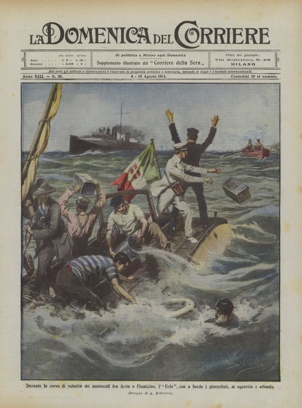 Anzio और Fiumicino, lEolo के बीच मोटरबोट की गति दौड़ के दौरान, बोर्ड पर द्वारा अचिल बेल्ट्रैम