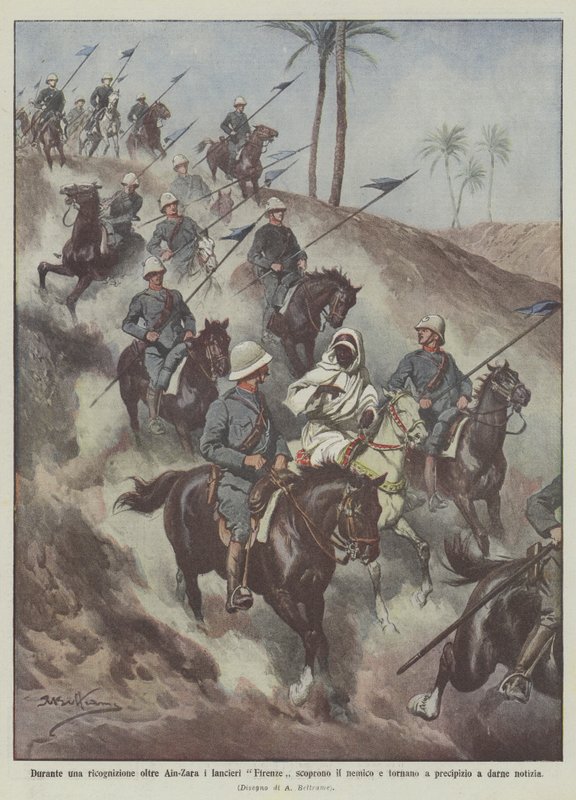 ऐन-ज़ारा पर एक टोही के दौरान लांसर्स फ्लोरेंस दुश्मन की खोज करते हैं और वापस लौटते हैं द्वारा अचिल बेल्ट्रैम