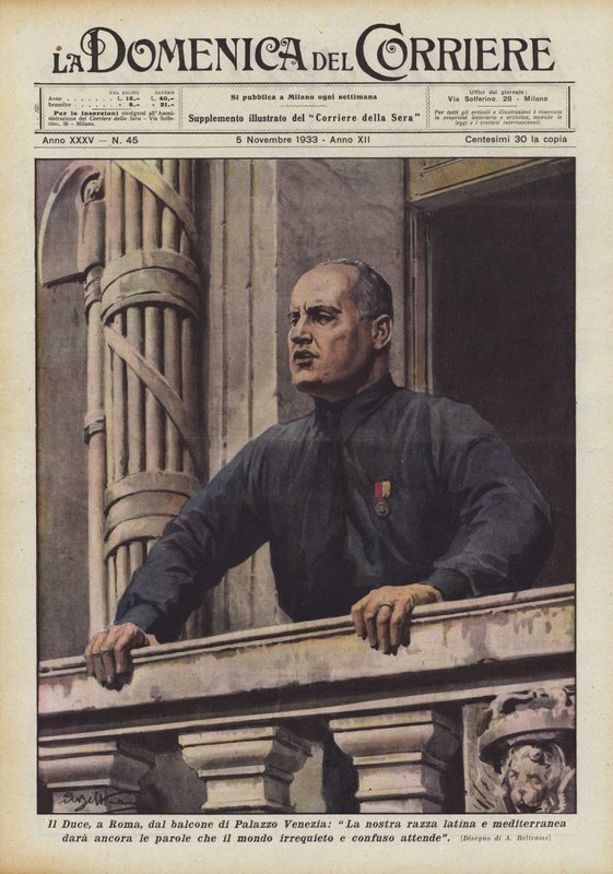 ड्यूस, रोम में, पलाज़ो वेनेज़िया की बालकनी से, हमारी लैटिन और भूमध्यसागरीय नस्ल अभी भी देंगे द्वारा अचिल बेल्ट्रैम