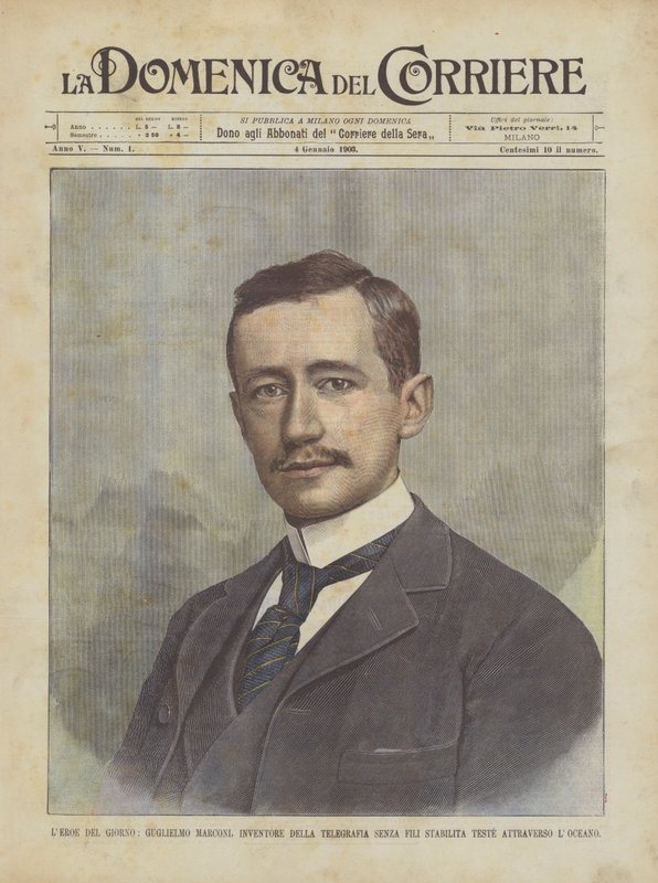 LIRE DEL Giorno, Guglielmo Marconi, वायरलेस टेलीग्राफी के आविष्कारक CcTo के माध्यम से स्थापित द्वारा अचिल बेल्ट्रैम