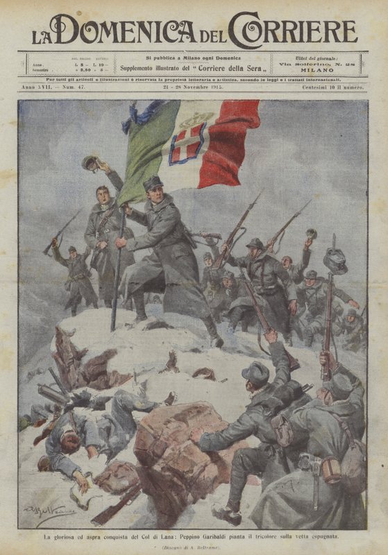 Col di Lana, Peppino Garibaldi की शानदार और कड़वी विजय पर विजय तिरंगा लगा द्वारा अचिल बेल्ट्रैम