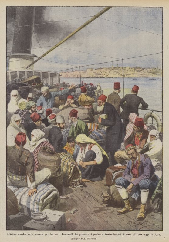 Dardanelles को मजबूर करने के लिए टीमों की अशिष्ट कार्रवाई ने कॉन्स्टेंटिनोपल में आतंक उत्पन्न किया द्वारा अचिल बेल्ट्रैम