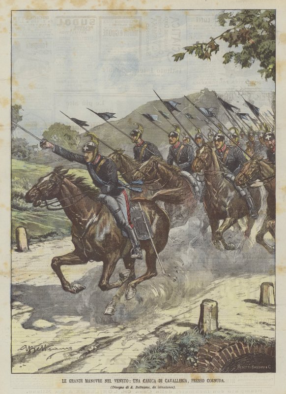 वेनेटो में महान युद्धाभ्यास, कॉर्नूडा में एक कैवलरी चार्ज द्वारा अचिल बेल्ट्रैम