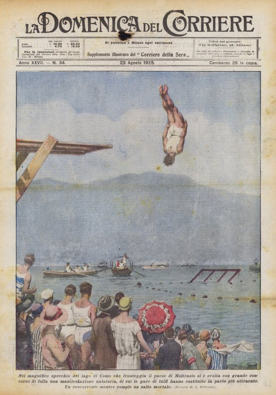 कोलो झील के शानदार दर्पण में, जो मोल्टारसियो शहर का सामना करता है, क्या यह साथ हो गया है द्वारा अचिल बेल्ट्रैम
