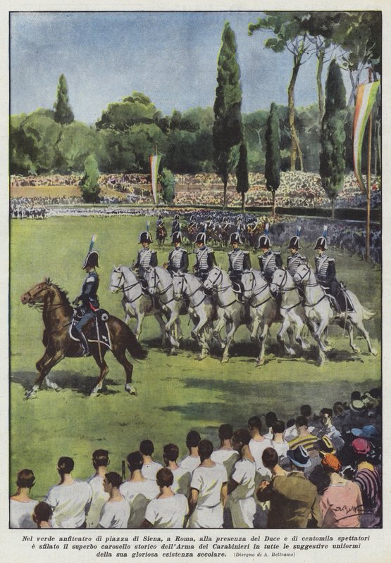 Piazza di Siena के हरे रंग के अखाड़े में, रोम में, ड्यूस और एक लाख दर्शकों की उपस्थिति में द्वारा अचिल बेल्ट्रैम