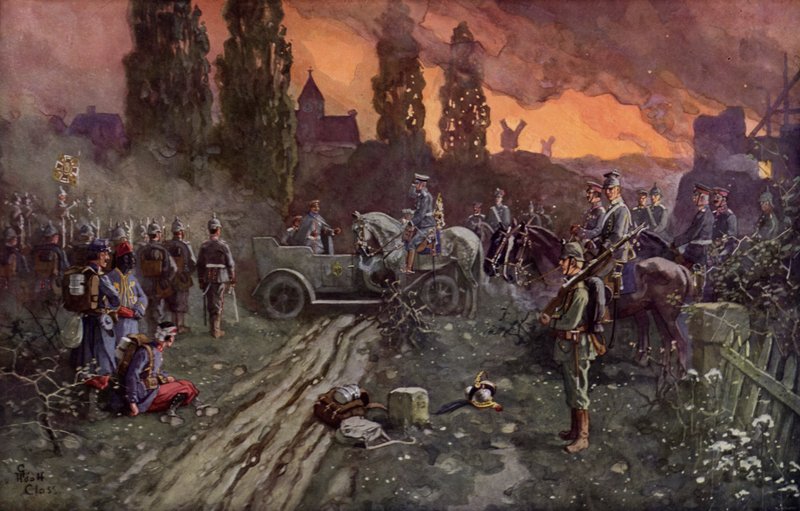 कैसर विल्हेम द्वितीय और जर्मन क्राउन प्रिंस की बैठक, 2 सितंबर 1914 द्वारा एडोल्फ क्लॉस