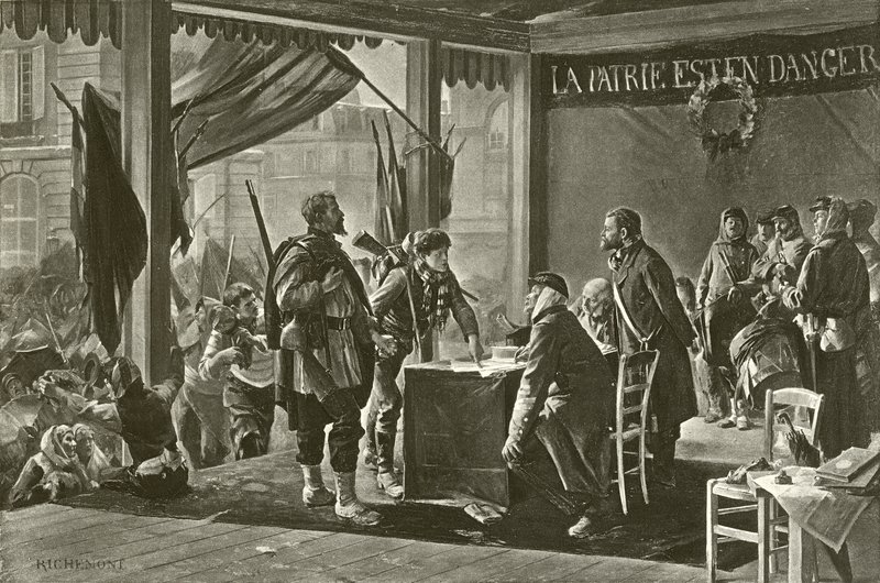 स्वयंसेवकों का नामांकन, 1870 (गुरुत्वाकर्षण) द्वारा अल्फ्रेड पॉल मैरी रिकैमोंट