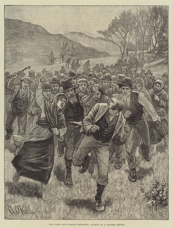 आयरिश लैंड लीग आंदोलन, एक प्रोसेस सर्वर पर हमला द्वारा Aloysius O'Kelly