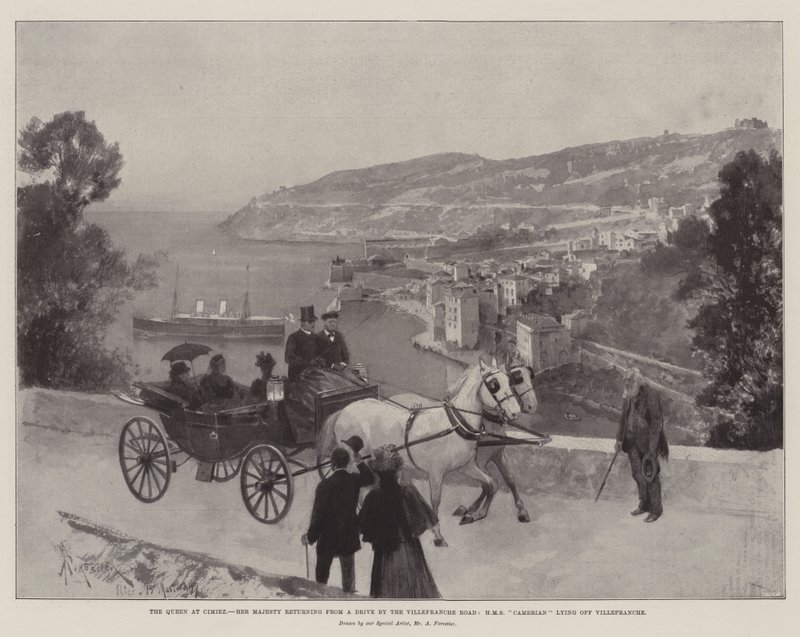 Cimiez की रानी, महामहिम Villefranche Road, HMS Cambrian Villefranche से दूर एक ड्राइव से लौटते हुए द्वारा अमेदी फॉरेस्टियर