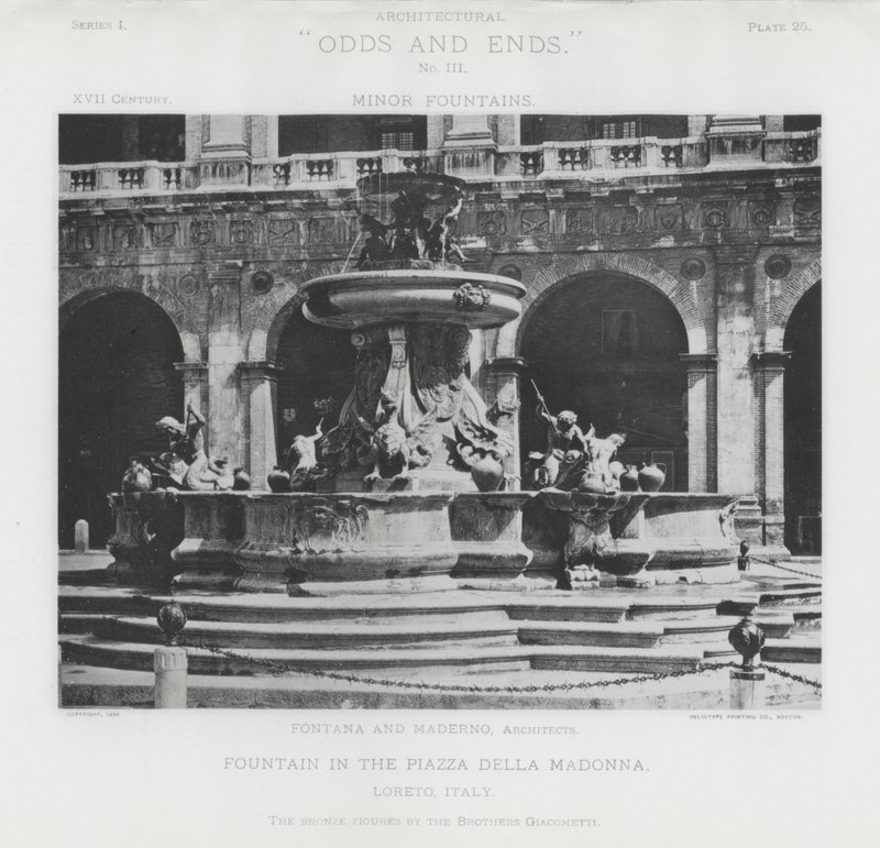 पियाज़ा डेला मैडोना, लोरेटो, इटली में फव्वारा (बी / डब्ल्यू फोटो) द्वारा अमेरिकी फ़ोटोग्राफ़र (बाद में)