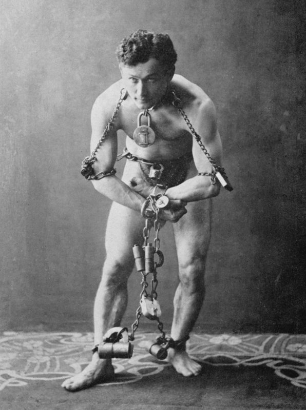 हैरी हौदिनी, c.1900 (b/w फोटो) द्वारा अमेरिकी फ़ोटोग्राफ़र (बाद में)