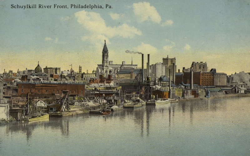 Schuylkill रिवर फ्रंट, फिलाडेल्फिया, पेंसिल्वेनिया (रंगीन फोटो) द्वारा अमेरिकी फोटोग्राफर