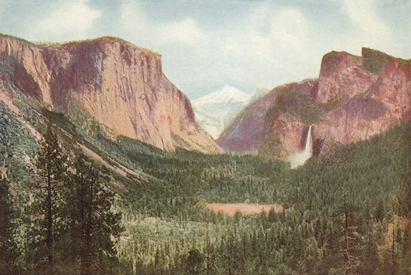 Yosemite Valley, California, Artists Point से सामान्य दृश्य (रंगीन फोटो) द्वारा अमेरिकी फोटोग्राफर