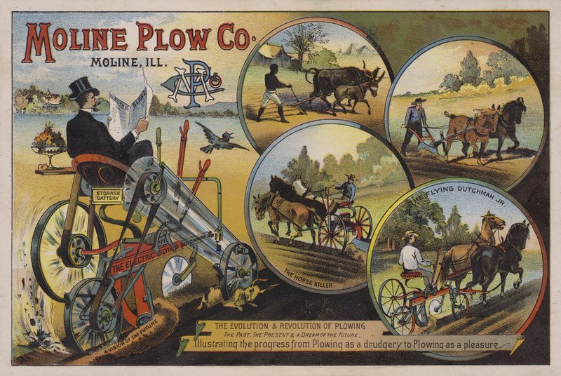 अमेरिकन ट्रेड कार्ड मोलिन प्लो कंपनी, इलिनोइस, c1880s का विज्ञापन करता है द्वारा अमेरिकी स्कूल