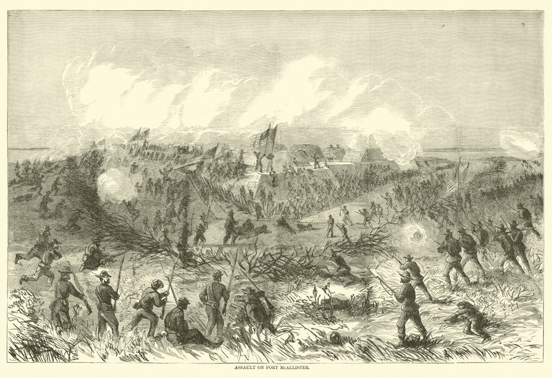 फोर्ट मैकएलेस्टर पर हमला, दिसंबर 1864 द्वारा अमेरिकी स्कूल