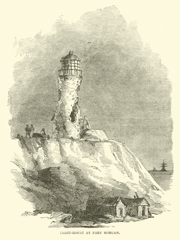 फोर्ट मॉर्गन में लाइट-हाउस, अगस्त 1864 द्वारा अमेरिकी स्कूल