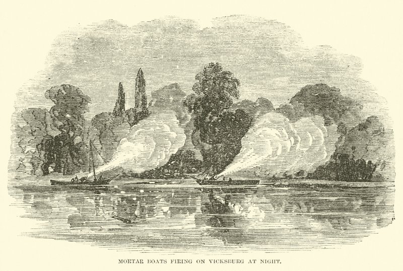 जुलाई 1862 में रात में विक्सबर्ग पर मोर्टार नौकाओं ने गोलीबारी की द्वारा अमेरिकी स्कूल