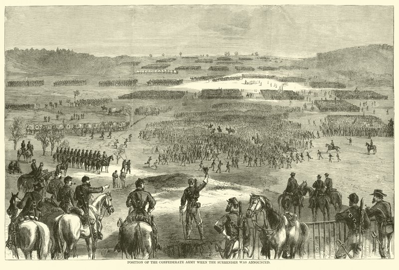 आत्मसमर्पण की घोषणा होने पर कॉन्फेडरेट आर्मी की स्थिति, अप्रैल 1865 द्वारा अमेरिकी स्कूल