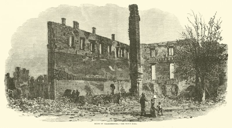 चैंबर्सबर्ग के खंडहर, टाउन हॉल, सितंबर 1864 द्वारा अमेरिकी स्कूल