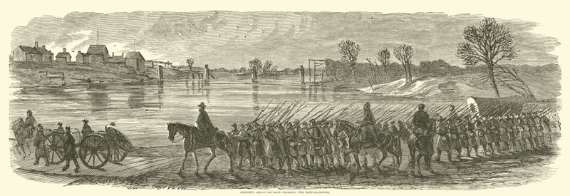 सुप्पर्स ग्रैंड डिवीजन ने रापानहॉक पार किया, दिसंबर 1862 द्वारा अमेरिकी स्कूल