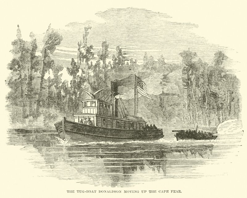टग-बोट डोनाल्डसन ने केप फियर, मार्च 1865 को आगे बढ़ाया द्वारा अमेरिकी स्कूल