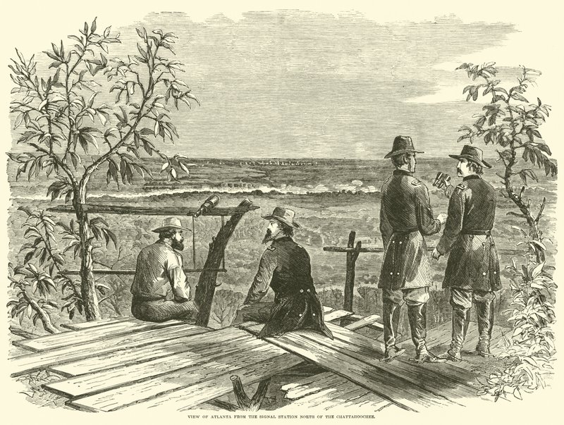 अटलांटा का दृश्य स्टेशन से चट्टोहोचे के उत्तर में जुलाई 1864 द्वारा अमेरिकी स्कूल