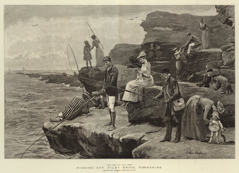 फिली ब्रिग, यॉर्कशायर से मछली पकड़ना (उत्कीर्णन) द्वारा आर्थर (बाद) हॉपकिंस