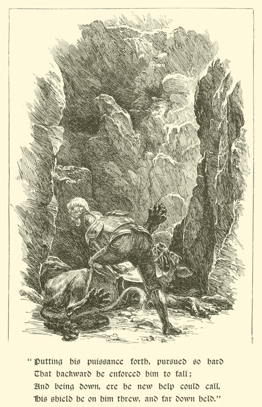 सर कैलिडोर, शिष्टाचार के शूरवीर, एक हजार जीभ के साथ जानवर (उत्कीर्णन) द्वारा आर्थर जॉर्ज वॉकर