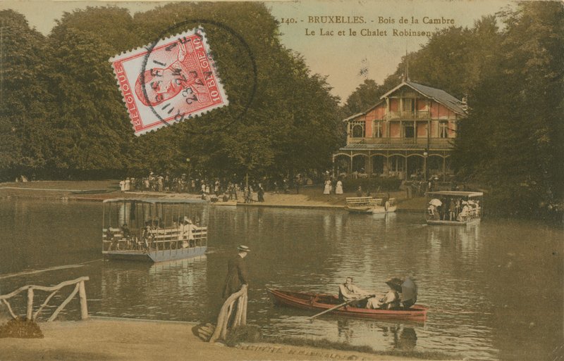 झील और शैले रॉबिन्सन, Bois de la Cambre, ब्रसेल्स। 1913 में पोस्टकार्ड भेजा गया। द्वारा बेल्जियम का फोटोग्राफर
