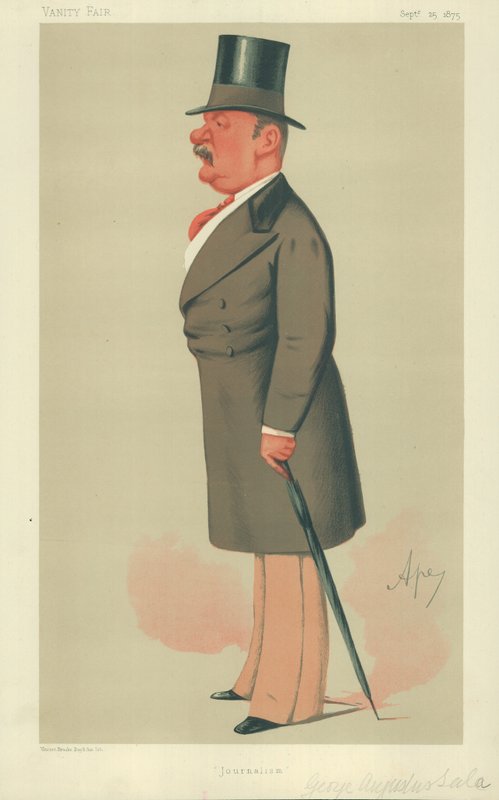 मि। जॉर्ज ऑगस्टस साला, पत्रकारिता, 25 सितंबर 1875, वैनिटी फेयर कार्टून द्वारा कार्लो पेलेग्रिनी