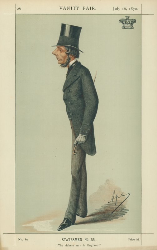 द मार्क्विस ऑफ़ वेस्टमिंस्टर, इंग्लैंड का सबसे अमीर आदमी, 16 जुलाई 1870, वैनिटी फेयर कार्टून द्वारा कार्लो पेलेग्रिनी