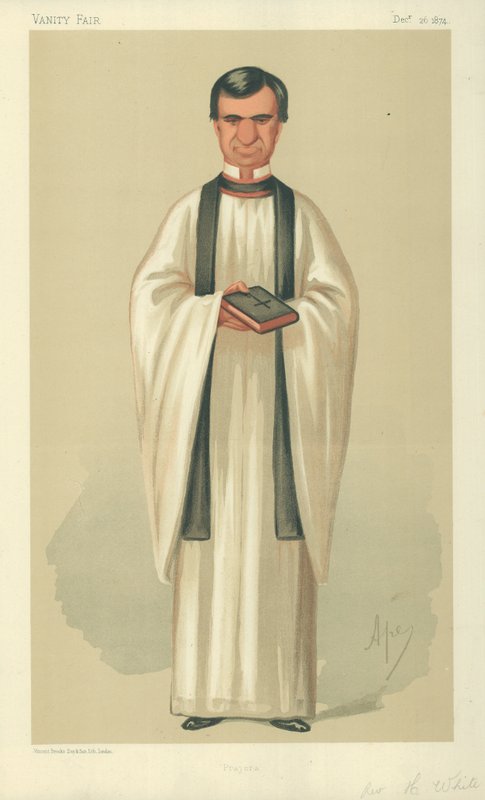 द रेव हेनरी व्हाइट, प्रार्थना, 26 दिसंबर 1874, वैनिटी फेयर कार्टून द्वारा कार्लो पेलेग्रिनी