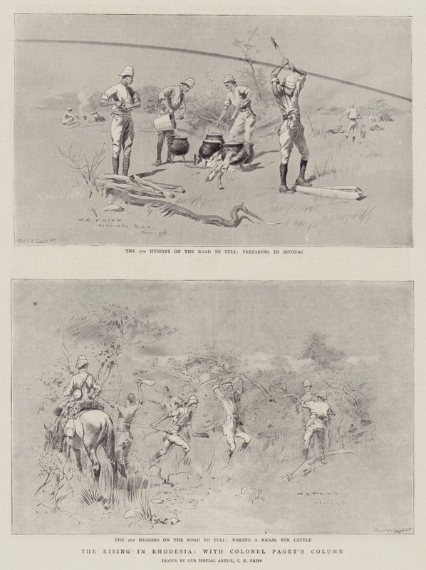 कर्नल पेजेट के कॉलम के साथ रोड्सिया में राइजिंग द्वारा चार्ल्स एडविन फ्रैप