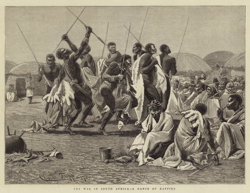 दक्षिण अफ्रीका में युद्ध, काफिरों का एक नृत्य द्वारा चार्ल्स एडविन फ्रैप