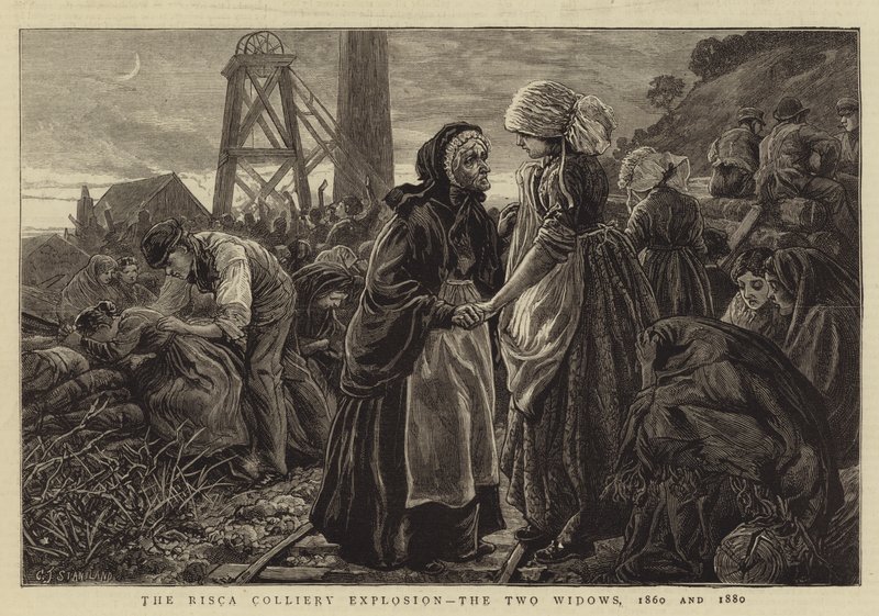 रिस्का कोलियरी धमाका, दो विधवाएँ, 1860 और 1880 द्वारा चार्ल्स जे स्टैनलैंड
