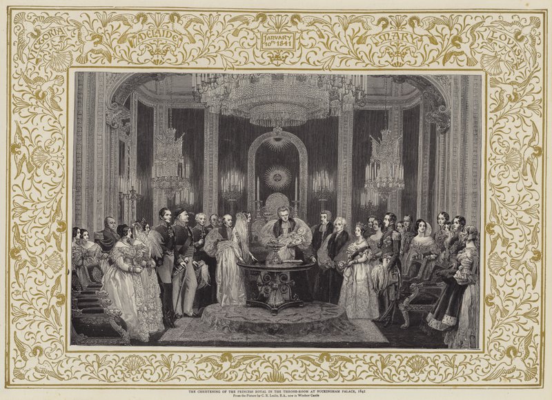 1841 में बकिंघम पैलेस में सिंहासन-कक्ष में राजकुमारी शाही का नामकरण द्वारा चार्ल्स रॉबर्ट लेस्ली
