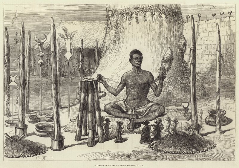 एक Dahomey पुजारी पवित्र कपास कताई द्वारा सर जॉन चार्ल्स रॉबिन्सन