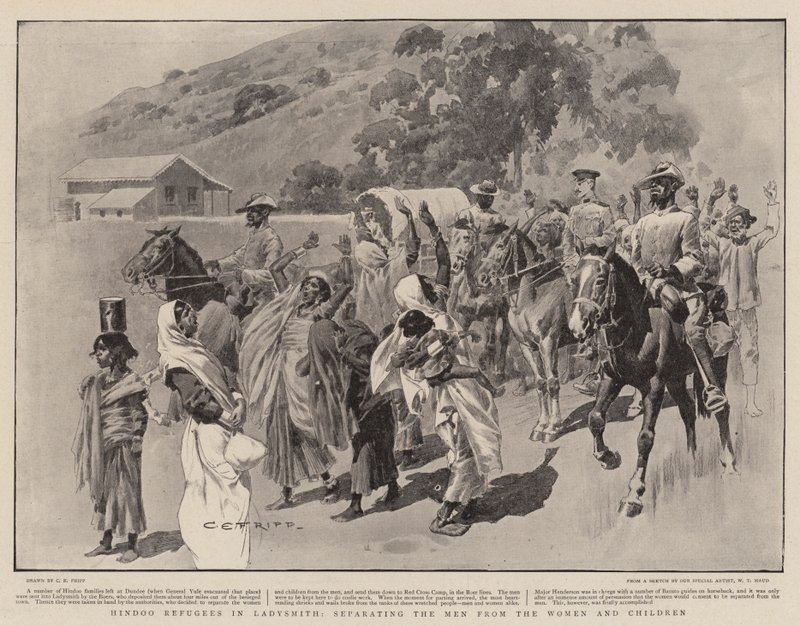 हिन्दु शरणार्थी लाडस्मिथ में पुरुषों को महिलाओं और बच्चों से अलग करते हुए द्वारा चार्ल्स एडविन फ्रैप