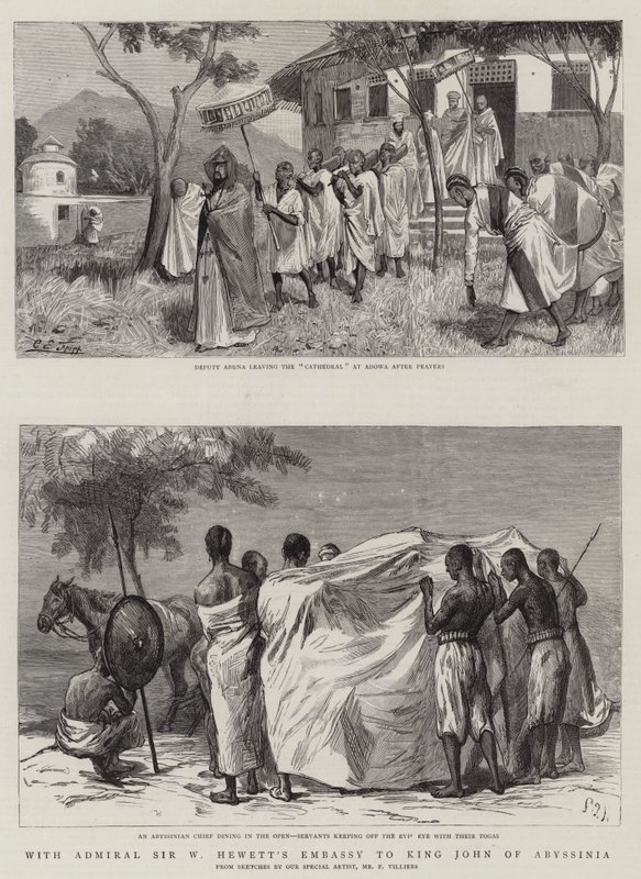एडमिरल सर डब्ल्यू हेवेट के दूतावास के साथ एबिसिनिया के राजा जॉन के साथ द्वारा चार्ल्स एडविन फ्रैप