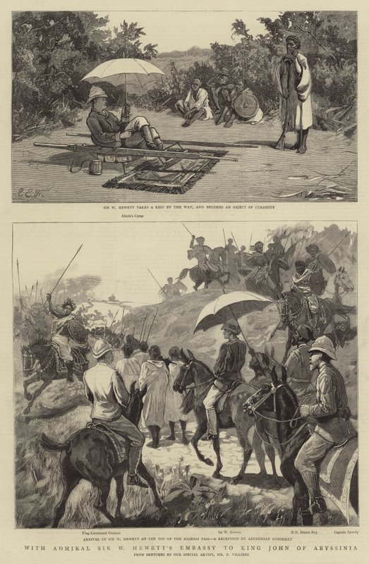 एडमिरल सर डब्ल्यू हेवेट के दूतावास के साथ एबिसिनिया के राजा जॉन के साथ द्वारा चार्ल्स एडविन फ्रैप