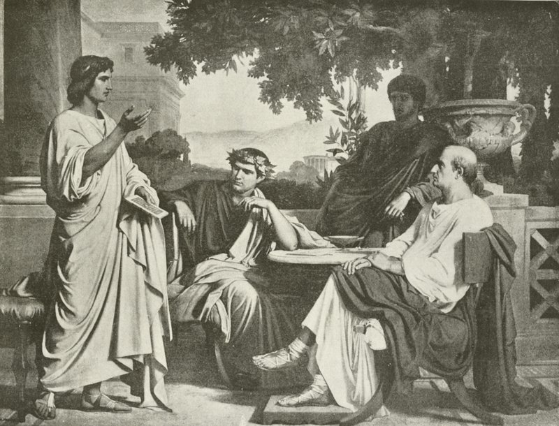 वर्जिल, होरेस और Varius मीसेनस की सभा में (gravure) द्वारा चार्ल्स फ्रेंकोइस जलाबर्ट