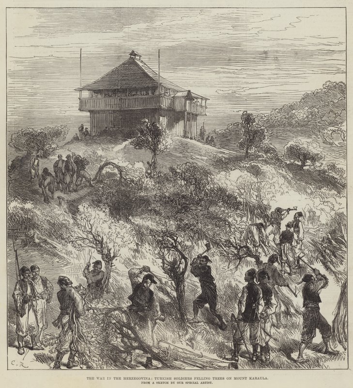 हर्ज़ेगोविना में युद्ध, तुर्की सैनिकों ने माउंट करौला पर पेड़ों की कटाई की द्वारा सर जॉन चार्ल्स रॉबिन्सन
