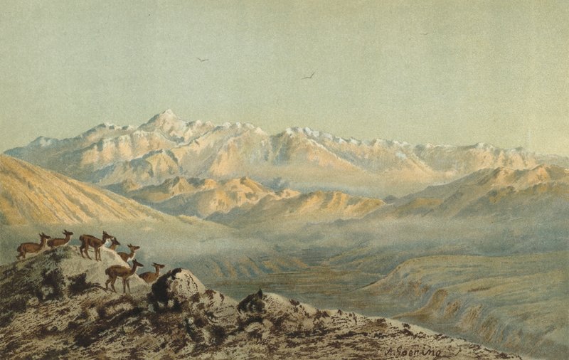 एंडेंस में अर्जेंटीना और चिली की सीमा पर एककनगुआ रेंज द्वारा ईसाई एंटोन गोअरिंग
