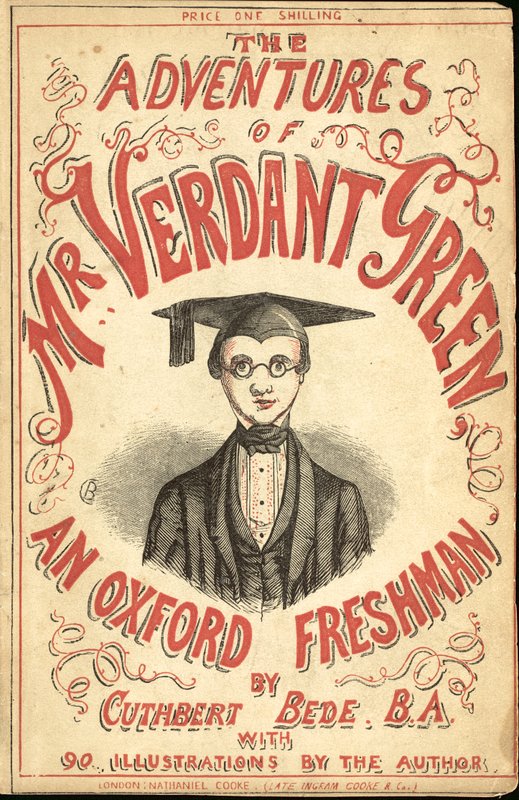 श्री Verdant ग्रीन एक ऑक्सफोर्ड Freshman के एडवेंचर्स के लिए कवर चित्रण द्वारा कुथबर्ट बेडे