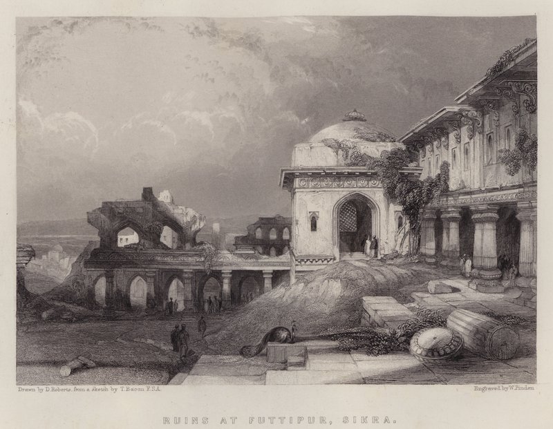 फूटीपुर, सिकरा के खंडहर (कलर लिथो) द्वारा डेविड (बाद में) रॉबर्ट्स