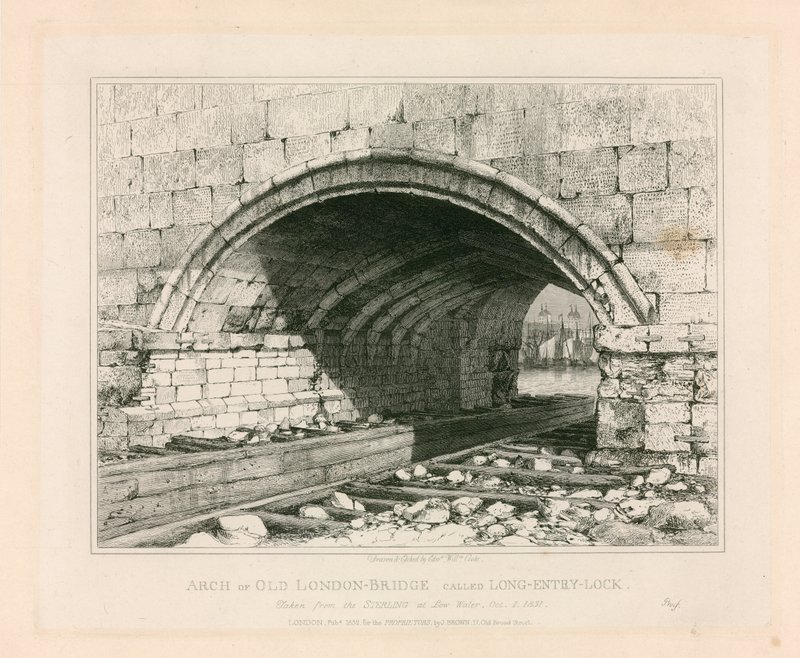 ओल्ड लंदन ब्रिज का आर्क, 1831 द्वारा एडवर्ड विलियम कुक
