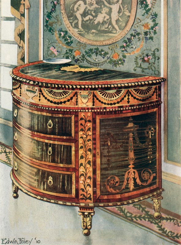 Inlaid Satinwood कमोड - ओरमोलू माउंट द्वारा एडविन जॉन फोले