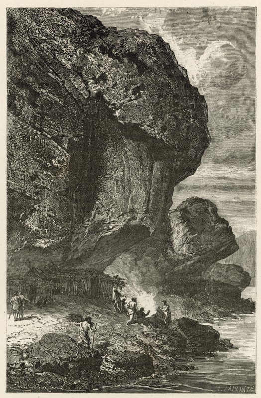 ब्रिंडेल के रॉक शेल्टर का दृश्य, बारहसिंगे के समय आदमी का निवास द्वारा एमिल एंटोनी बेयर्ड