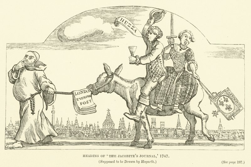 1747 में द जैकबाइट जर्नल का शीर्षक, हॉगर्थ द्वारा तैयार किया गया माना जाता है द्वारा अंग्रेजी स्कूल